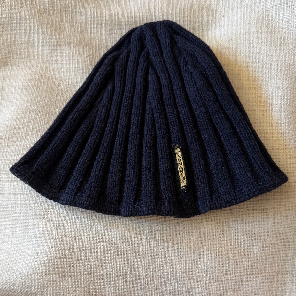 Armani Dark Blue Ribbed Beanie